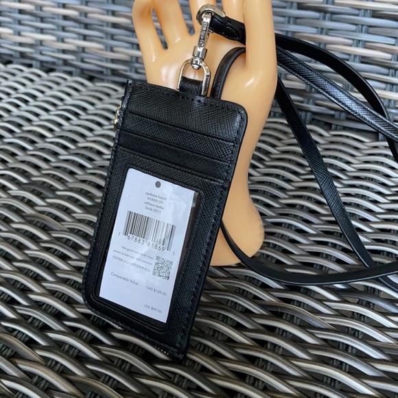 New KATE SPADE Staci Black Leather Card Case Lanyard WLR00139 $99 - Picture 15 of 16